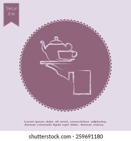 Teapot with cup in hand. Vector illustration