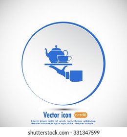 Teapot with cup in hand. Vector illustration
