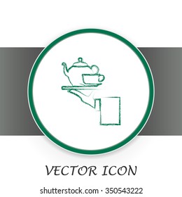 Teapot with cup in hand. Vector illustration