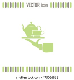 Teapot with cup in hand. Vector illustration