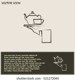 Teapot with cup in hand. Vector illustration