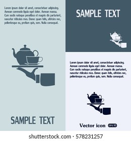 Teapot with cup in hand. Vector illustration
