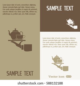 Teapot with cup in hand. Vector illustration