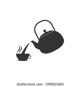 Teapot with cup of  hot tea vector icon