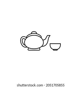 Teapot and cup icon in Asia set