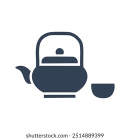 Teapot and cup icon design. Simple and modern icon representing a teapot and a cup, perfect for web design, mobile apps, or branding.