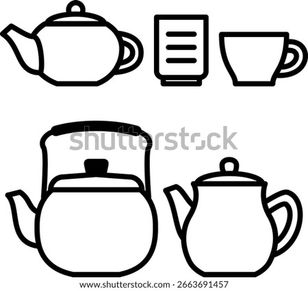 Teapot and cup icon set