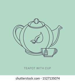 The teapot and cup icon. Tea symbol. Flat Vector illustration