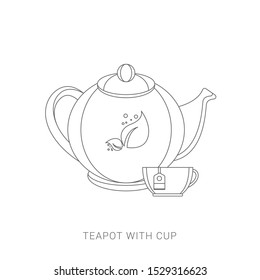 The teapot and cup icon. Tea symbol. Flat Vector illustration