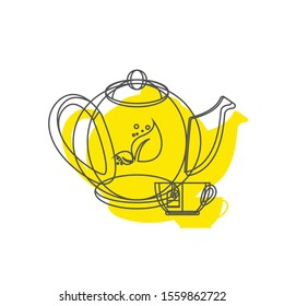 The teapot and cup icon. Tea symbol. Flat Vector illustration