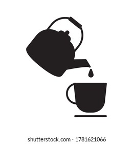 The teapot and cup icon. Tea symbol. Flat illustration on white background