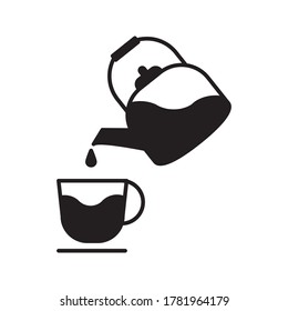The teapot and cup icon. Tea symbol. Flat illustration on white background
