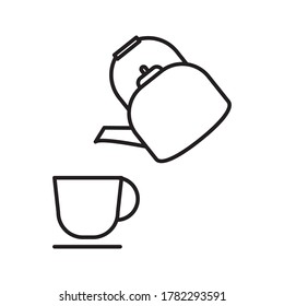 The teapot and cup icon. Tea symbol. Flat illustration on white background