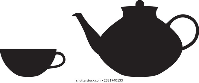 The teapot and cup icon. Tea symbol. Flat Vector illustration