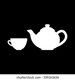 The teapot and cup icon. Tea symbol. Flat Vector illustration