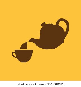 The teapot and cup icon. Tea symbol. Flat Vector illustration