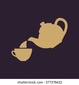 The teapot and cup icon. Tea symbol. Flat Vector illustration