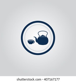 The teapot and cup icon. Tea symbol. Flat Vector illustration