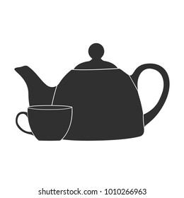 Teapot with cup icon, vector illustration