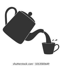 Teapot with cup icon, vector illustration