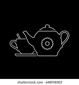 Teapot with cup icon. Vector illustration.