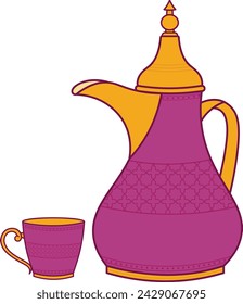 Eine Teekanne und Tasse Illustration