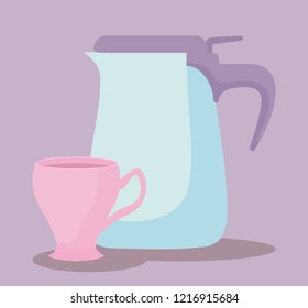 teapot with cup isolated icon