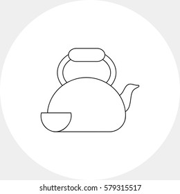 Teapot and Cup Line Icon