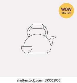 Teapot and Cup Line Icon