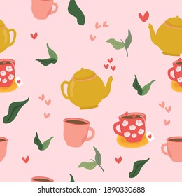 teapot and cup seamless pattern