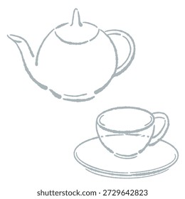 Bule e copo Set Line Art Ilustração