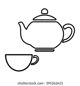 teapot and cup thin line icon