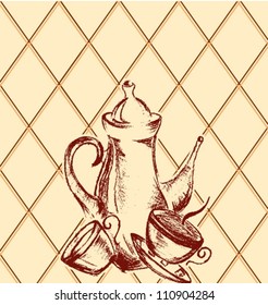 teapot and cup vector