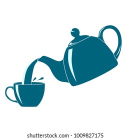 Teapot and cup, vector illustration