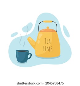 Teapot and cup. Vector illustration