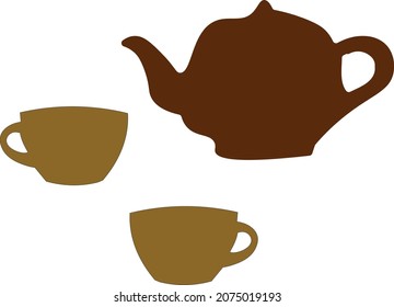 The teapot and cup. Vector illustration  icon. Tea symbol. Flat Vector illustration