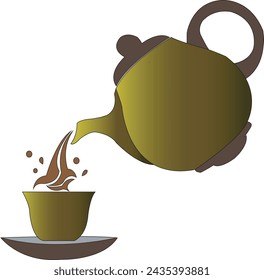 teapot and cup vector on white background

