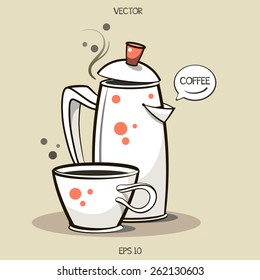 teapot and cup. Vector symbol for your design. eps 10