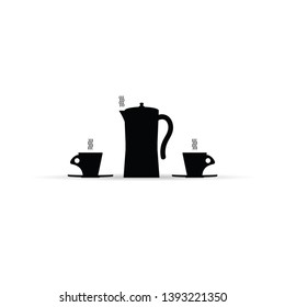 teapot with cups vector illustration