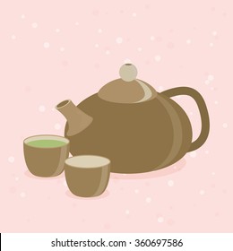 Teapot and cups. Vector illustration EPS 10