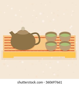 Teapot and cups. Vector illustration EPS 10