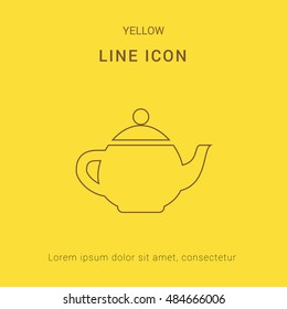 Teapot Cute yellow thin line icon / logo Design