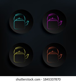 Teapot dark badge color set icon. Simple thin line, outline vector of tea icons for ui and ux, website or mobile application