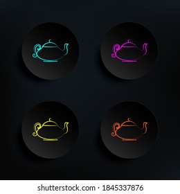 Teapot dark badge color set icon. Simple thin line, outline vector of tea icons for ui and ux, website or mobile application