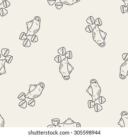 teapot doodle seamless pattern background
