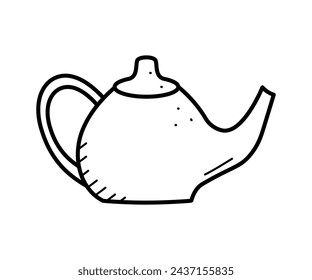 Teapot doodle sketch style icon. Vector illustration of elements cook. A kettle for boiling water.