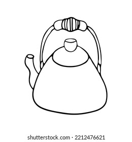 Teapot in doodle style on a white background. Vector illustration