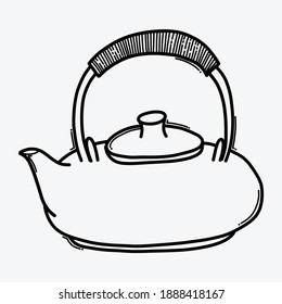 Teapot doodle vector icon. Drawing sketch illustration hand drawn line.