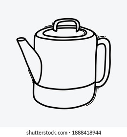 Teapot doodle vector icon. Drawing sketch illustration hand drawn line.