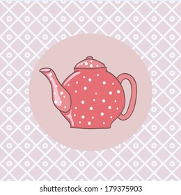 Teapot with dots on a pink background